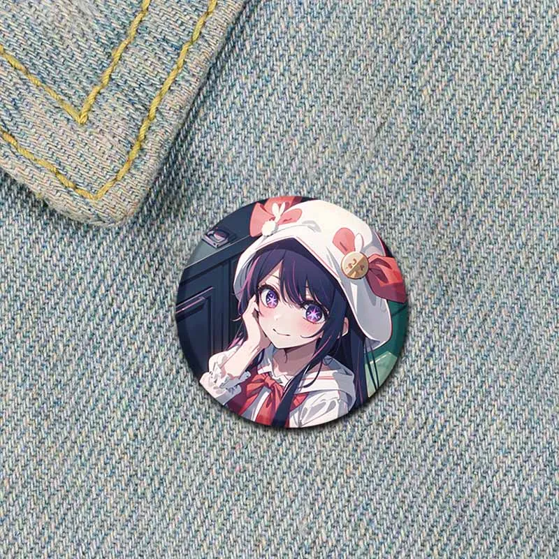 Lencana Cosplay kartun Anime Oshi No Ko, pin bros Ai Hoshino Rubik Akuamarin Akane, lencana Cosplay untuk tas, pakaian, hadiah Aksesori ransel