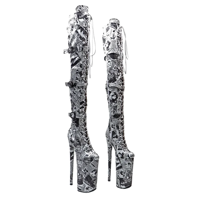 

Leecabe, 26 см/10 дюймов, трендовые модные ботинки из искусственной кожи с английским узором и гальванической платформой, ботинки для стриптиза на высоком каблуке и каблуке для танцев на пилоне