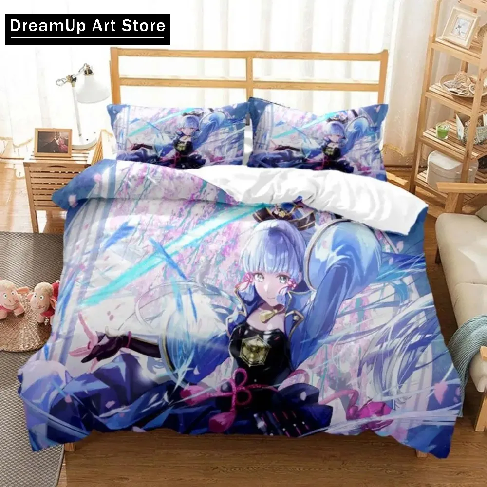 Anime Genshin Impact Bedding Set Cartoon Bed Set Quilt Cover Twin Single Full Queen King Size Boys Adult Home Textile