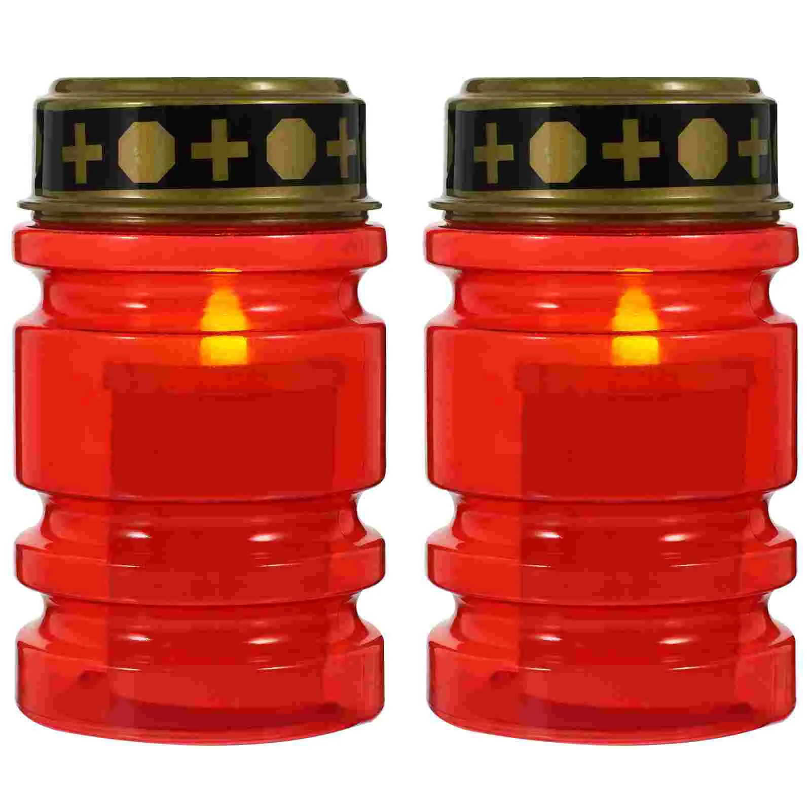 2 Pcs Table Candles Lamp Electric Tea Lights Cemetery Memorial Plastic LED Centerpiece Decor