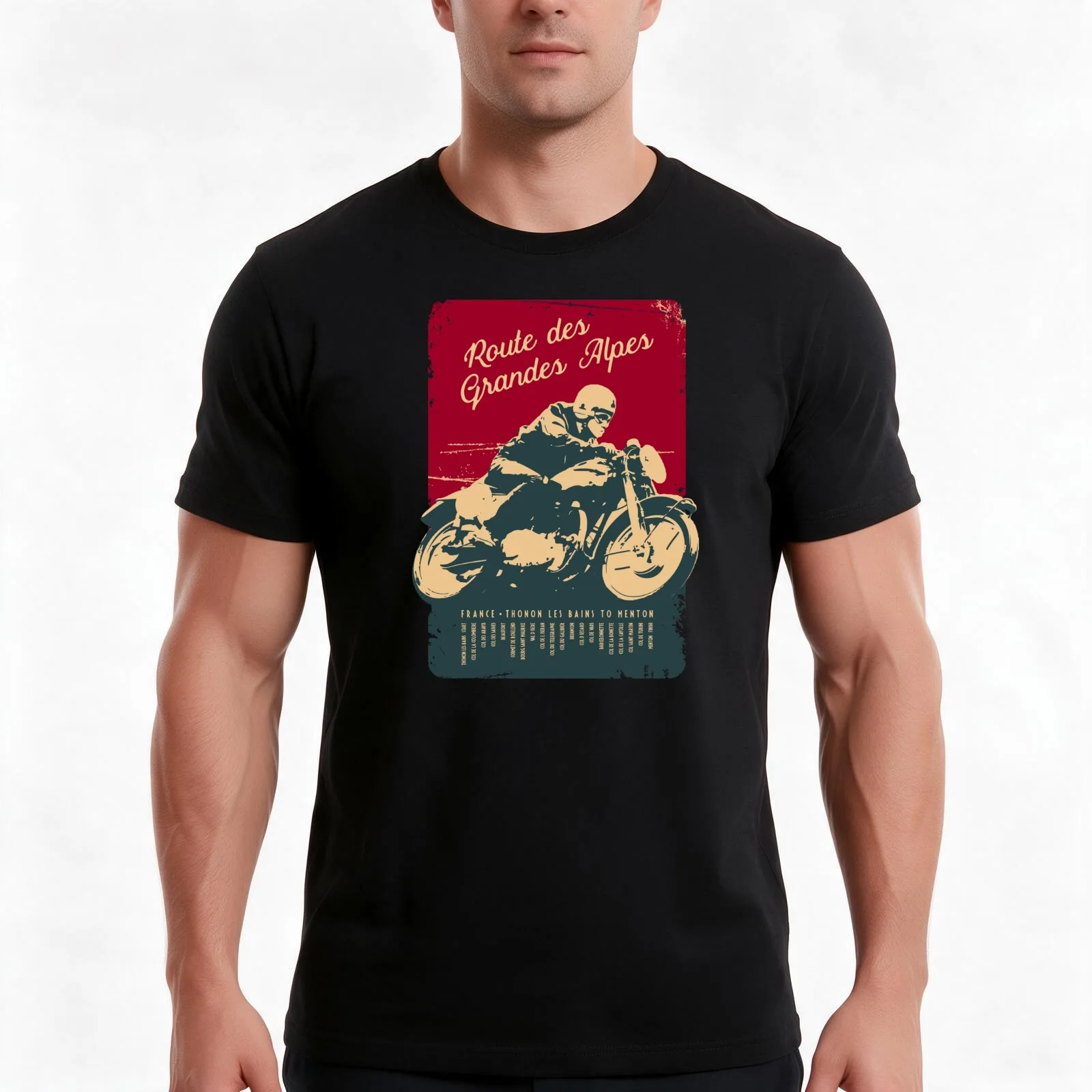 Route des Grandes Alpes Retro T-Shirt, Summer Casual Cotton Tee, Oversized Streetwear Tops, Vintage Graphic Print, 100% Cotton
