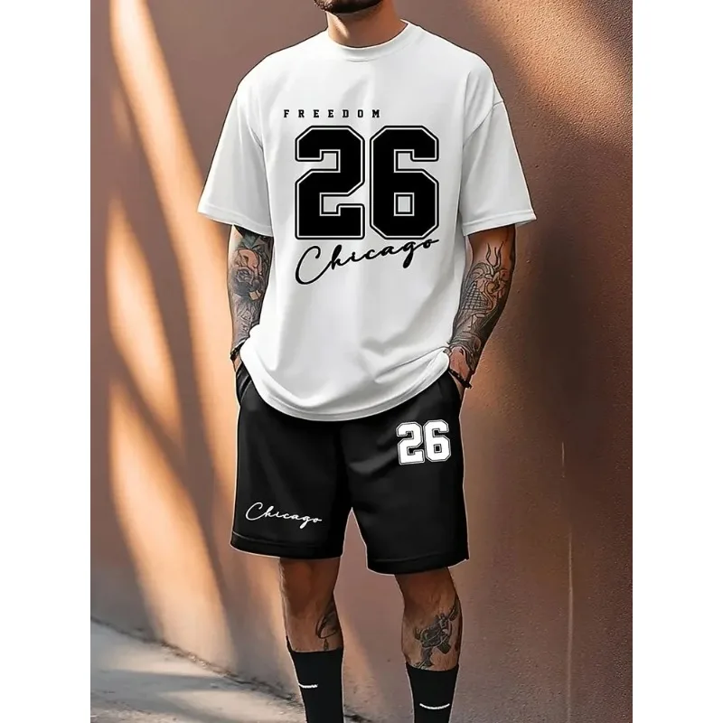 

2025 3D Printed Summer Daily Casual Short Sleeve Top Urban Street Sports Shorts Men's Fashion T-shirt and Shorts Set