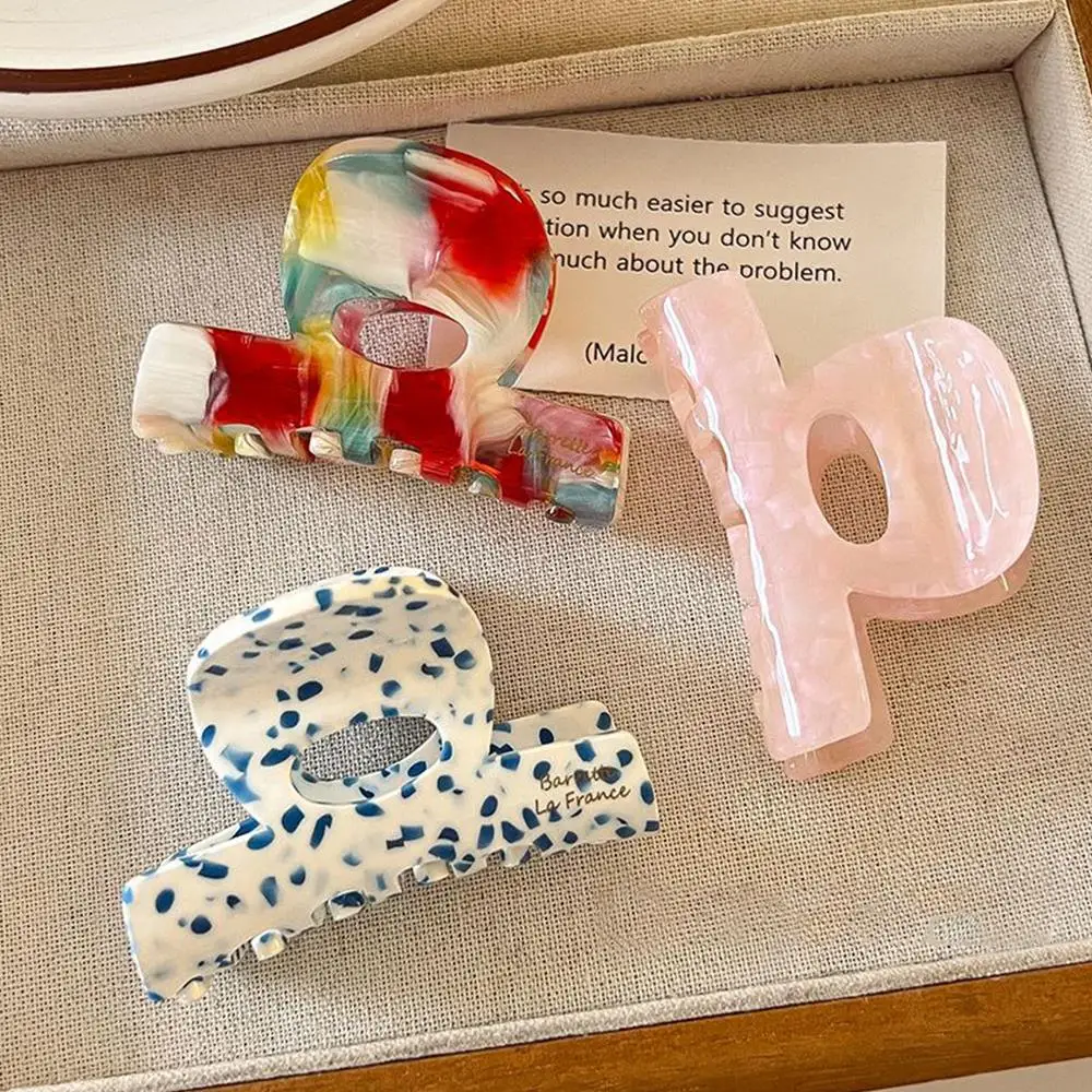 

High Ponytail Hair Clip Geometry Acetic Acid Shark Clip Acetate Print Small Hair Claw French Crab Hairpin DIY Hair Accessories