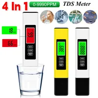 4 in 1 TDS Meter Digital Water PH Meter 0-9990PPM High Precision Digital Water Quality Tester Aquarium Swimming Pool PH Tester