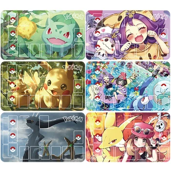 PTCG 포켓몬 전용 게임 카드 매트, 배틀 아세로라 마니 세레나, 피카츄, 불바사우르스 선물 장난감, 애니메이션 테이블 매트, 60*35*0.2cm 