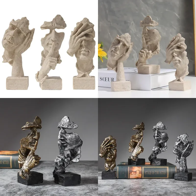 Retro Silent Meditator Statue Home Decor for Living Room Bedroom Entryway Shop Counter Ornament Gift