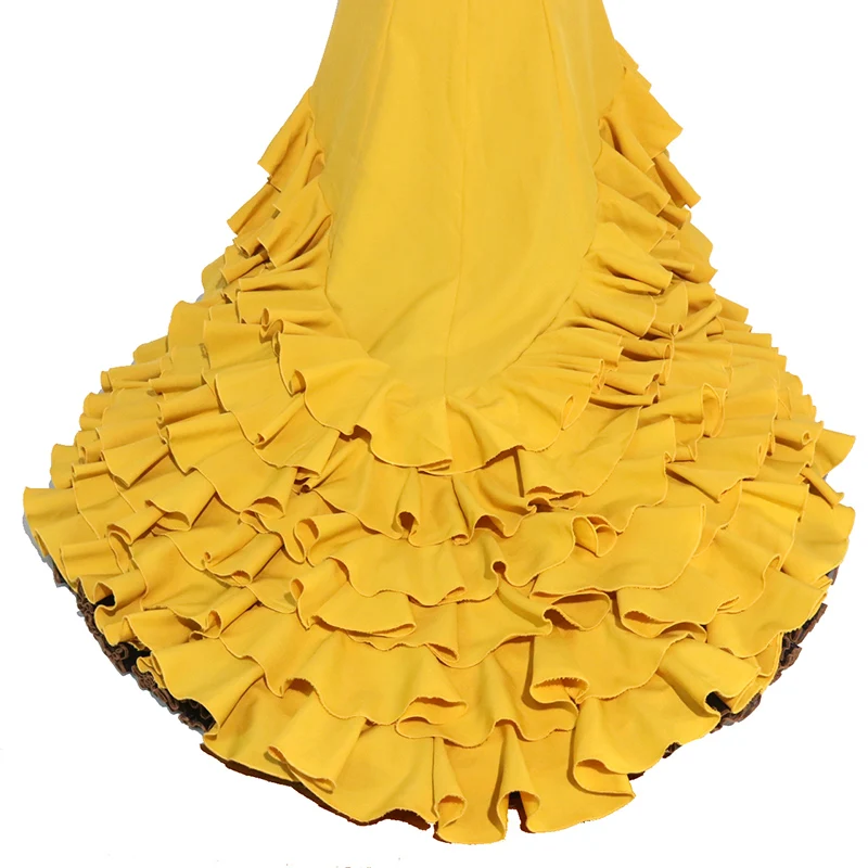 7yearsoldlilgirl Spanish Flamenco Bata Skirt  Multilayer Festival Skirt For Women Costumes CWQ39