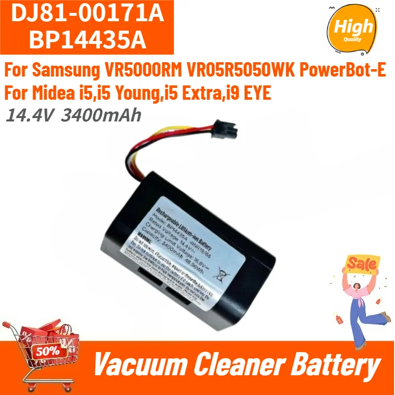 DJ81‑00171A BP14435A Battery 3400mAh for Samsung VR5000RM VR05R5050WK PowerBot‑E Vacuum Cleaner High Quality Replacement Battery