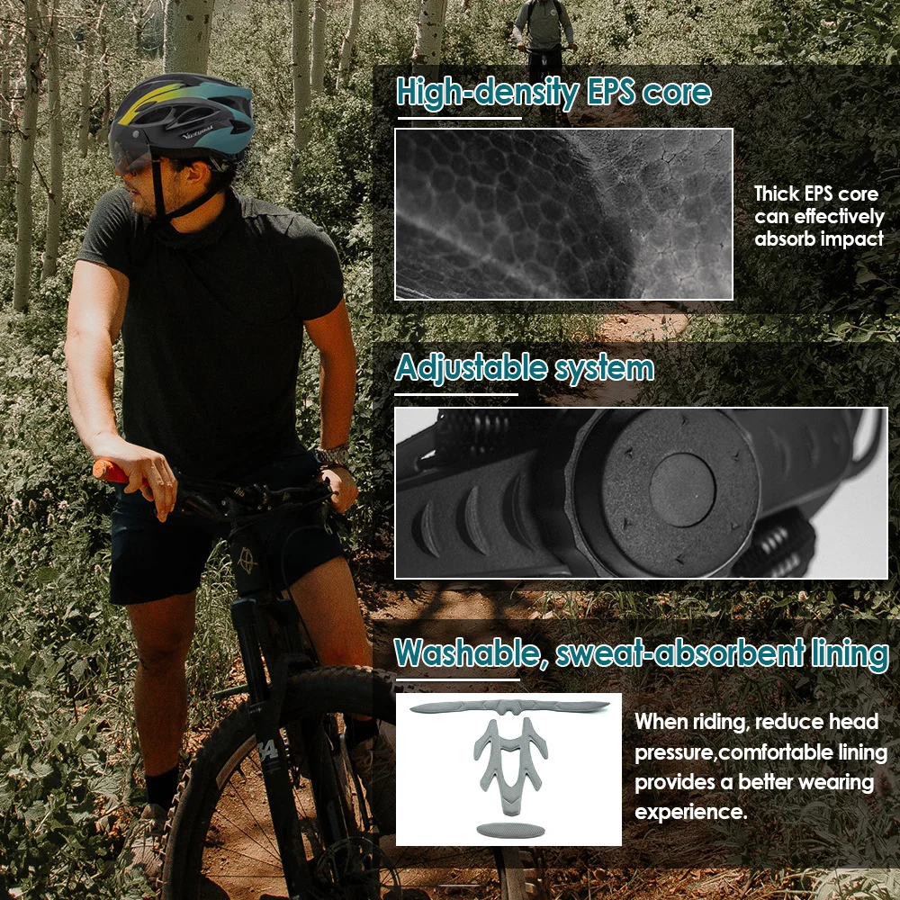 VICTGOAL Adults Bike Helmet Goggles LED Rear Light Men Women Cycling Helmet Road Bicycle Helmets MTB E-Bike Cap Scotter Headgear view 4
