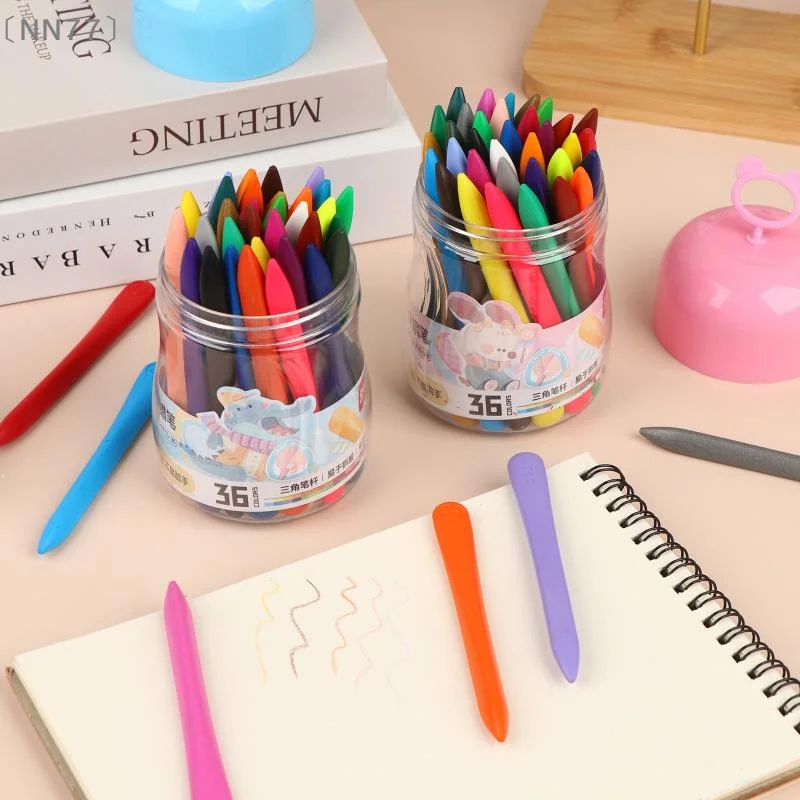 〔NN77〕36 Colors Washable Crayon Triangular Wax Crayons Anti Dirty Hand Drawing Pen For Kids Kindergarten School Art Painting Use