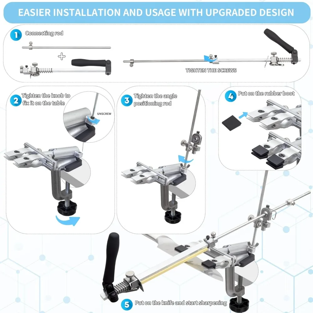 مجموعة شحذ السكاكين، مبراة السكاكين RUIXIN PRO RX-009، 360 °   دوران الوجه، زاوية ثابتة مطورة ومشبك سكين قابل للتعديل