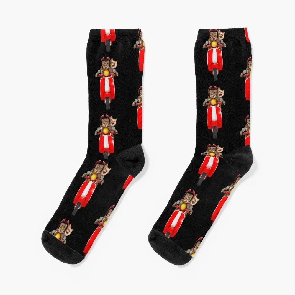 

Cats riding Motorcycle (dark BG) Socks christmas gift valentine gift ideas sport short Designer Man Socks Women's