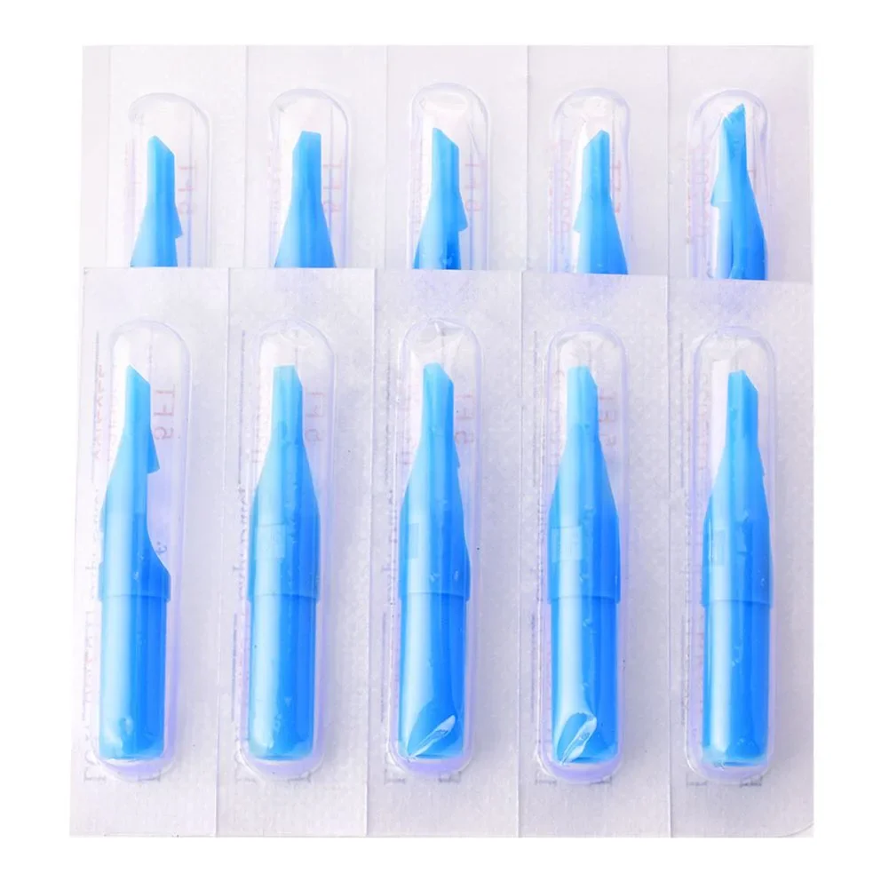 50pcs 5/7/9/11/13/15FT Disposable Tattoo Machine Nozzle Tips Flat Round Plastic Tattoo Tip Sterile Makeup Gun Needle Tool Supply