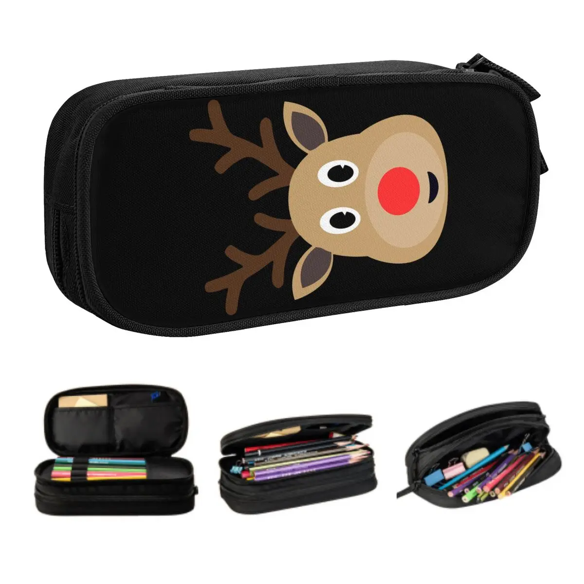 

Custom Cute Cartoon Christmas Reindeer Pencil Case for Boy Girl Large Capacity Pencil Pouch Stationery