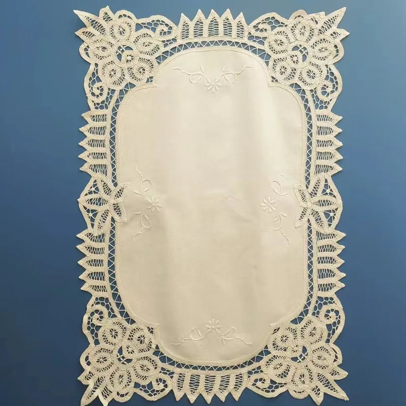 قطعتان من غطاء الدانتيل المطرز يدويًا من القطن الخالص، غطاء خلفي لمسند الذراع #4