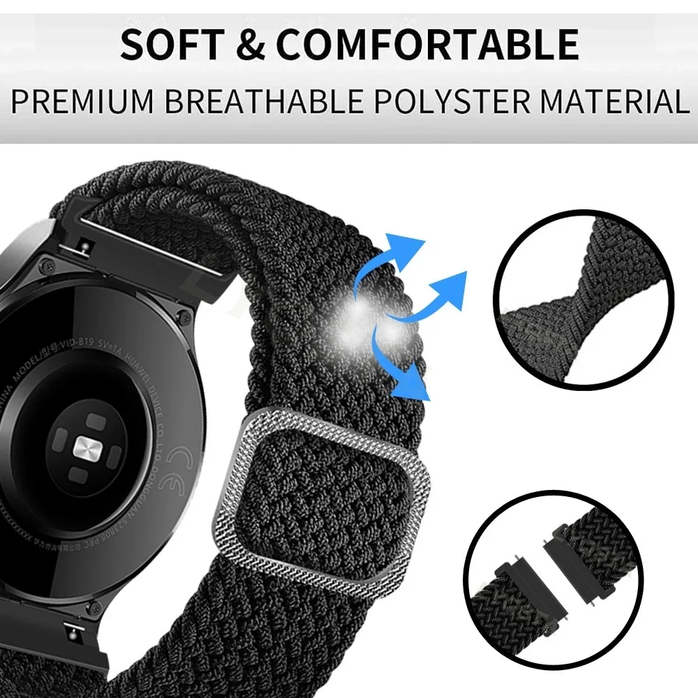 Bracelet artificiel astique en Nylon de 20 et 22mm pour Garmin Vivoactive 3 Music 4 Venu Sq 2, Boucle de Bracelet de Montre de dehors pour Forerunner 245 645 55 158