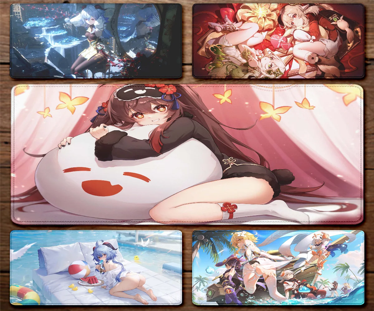 

Genshin Impact Game Swimwear Sexy girl rubber Mousepad Office PC Kawaii Gaming Accessories Keyboard MousePad 900x400 Mouse Mat