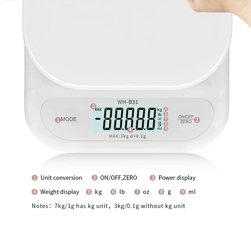 Kuchenna waga elektroniczna do domu Precyzyjna waga gramowa Wyświetlacz LCD USB Akumulatorowa waga do pieczenia Waga elektroniczna do owoców