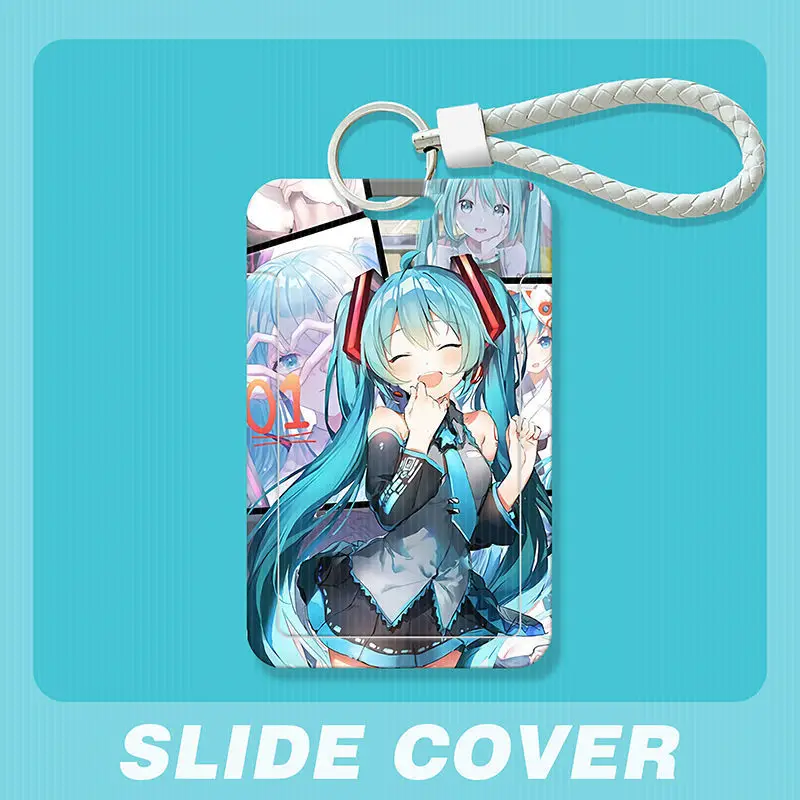 

Hatsune Miku Anime Slide Card Holder for Students Meal Cards Bus Card ID Card Protective Case Campus Access Control Badge Holder