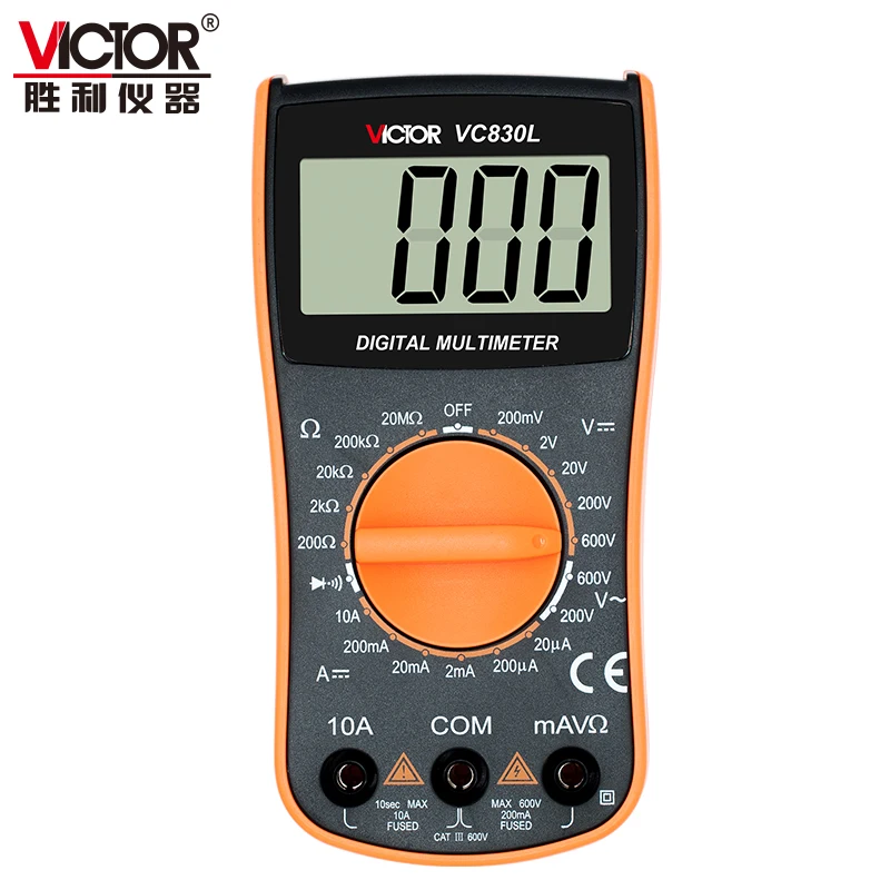 VICTOR VC830L Handheld 3 1/2 digit Small Size Mini Manual Range 9v Battery for Multimeter Digital