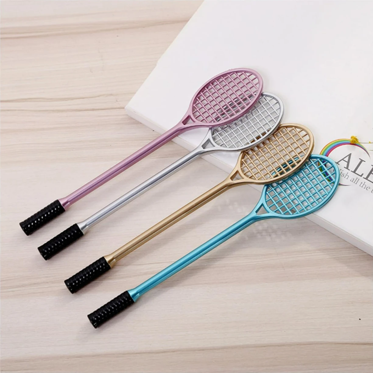 

Tennis Racket Gel Pens Set Sports Stationery Kawaii Tennis Badminton Racket Shape Novelty Kawaii School Supplies