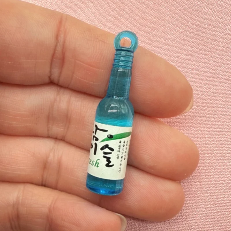 10pcs resin beverage bottle pendant, DIY jewelry making earrings, keychain accessories
