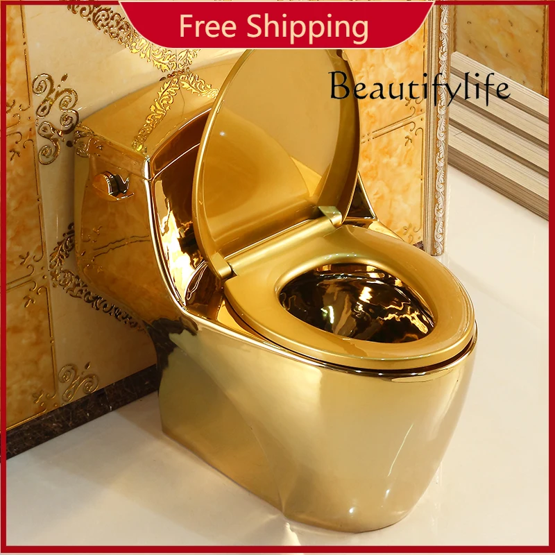 C European-style Side-press Toilet, Golden Toilet, Super Swirl Siphon Water-saving And Deodorant Toilet
