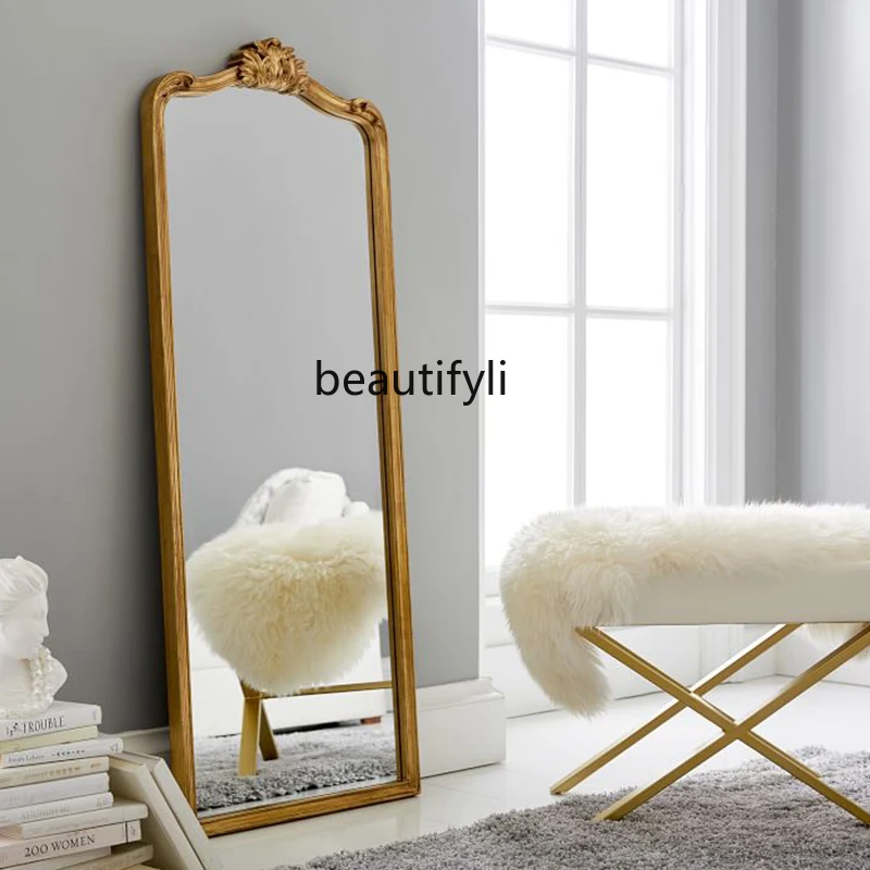 French full-length mirror wall-mounted floor-to-ceiling full-length mirror luxury living room fitting mirror