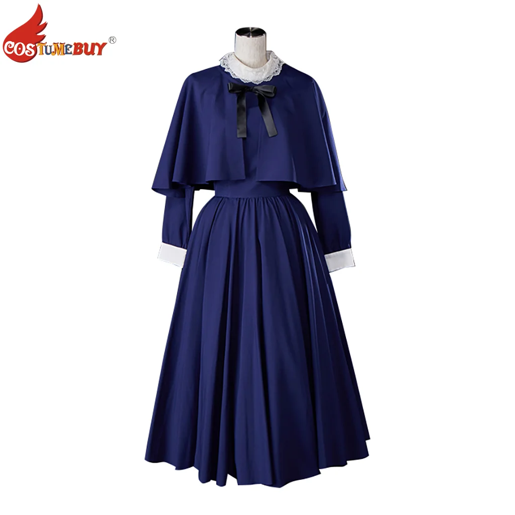 

Costumebuy Elegant Vintage Dress Lady New Casual Fashion Navy Blue Long Sleeve Dresses Evening Party Slim Skirt For Women