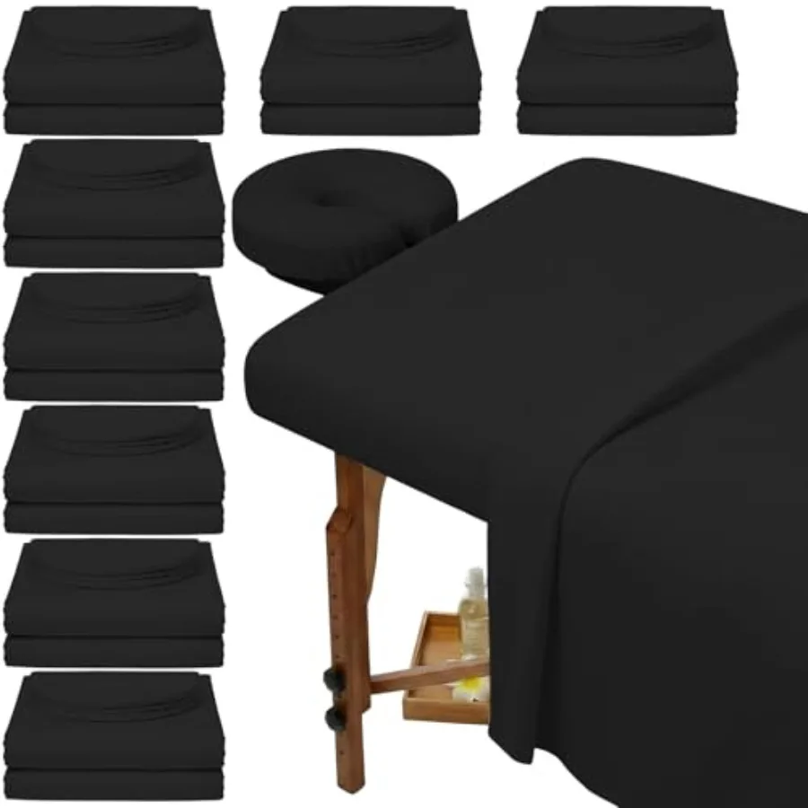 

Комплект из 8 предметов: Мягкие простыни из микрофибры для массажного стола, 3-предметный набор, включает чехол для массажного стола, простыню на резинке и накладку для подголовника, черный цвет