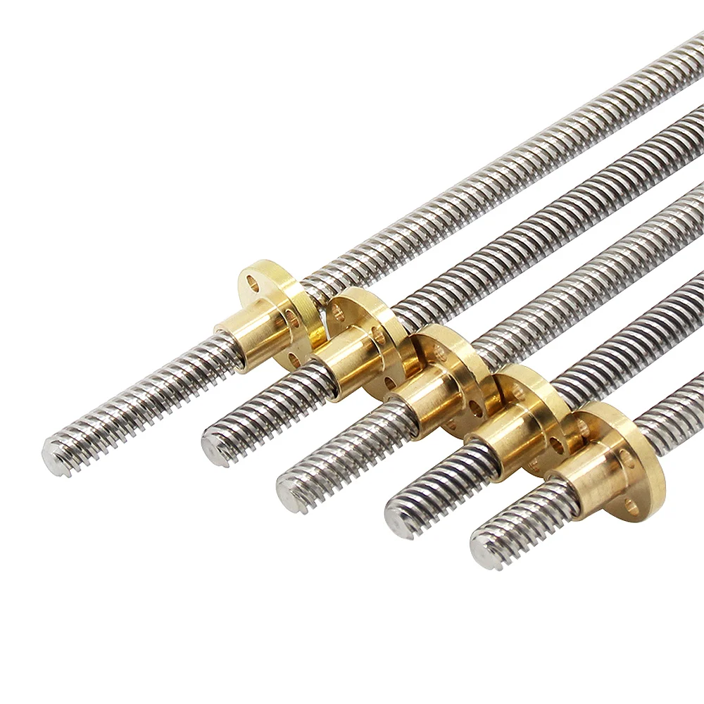 304 Stainless Steel T12 Lead Screw Lead 2mm 4mm 8mm10mm12mm Linear Motion Applications for 3D Printer CNC Machine