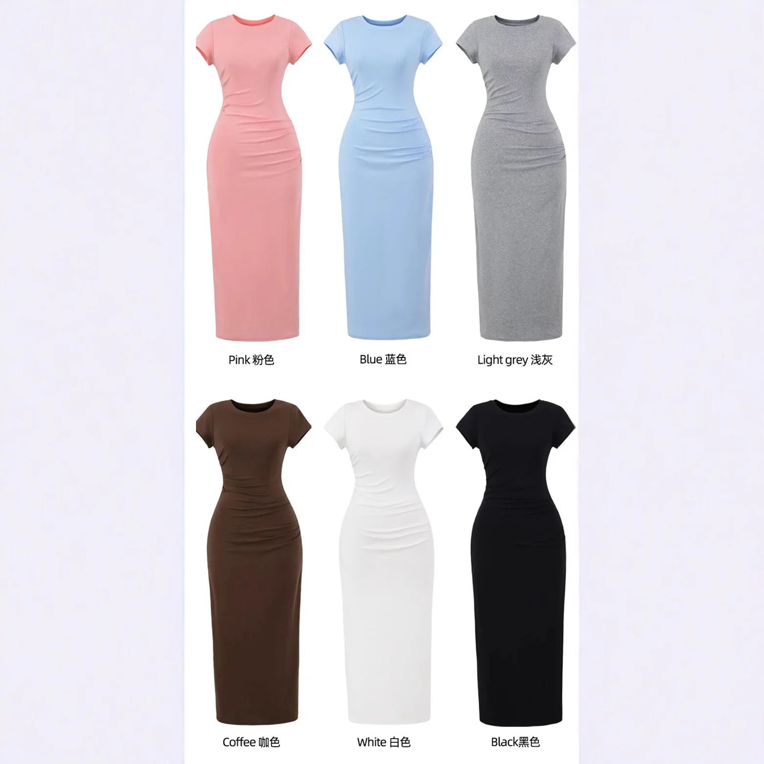 多用途な女性用ストライプ柄のおしゃれなフロントショルダープリーツ入り半袖ロングスカート