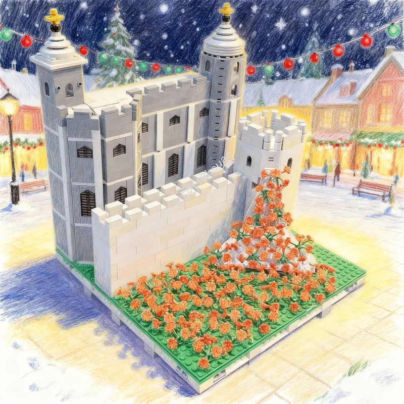 

1714 деталей MOC Creator Tower Poppies: Конструктор, модель башни, рождественский подарок, игрушка, развивающая идея для творчества, кирпичики для сборки