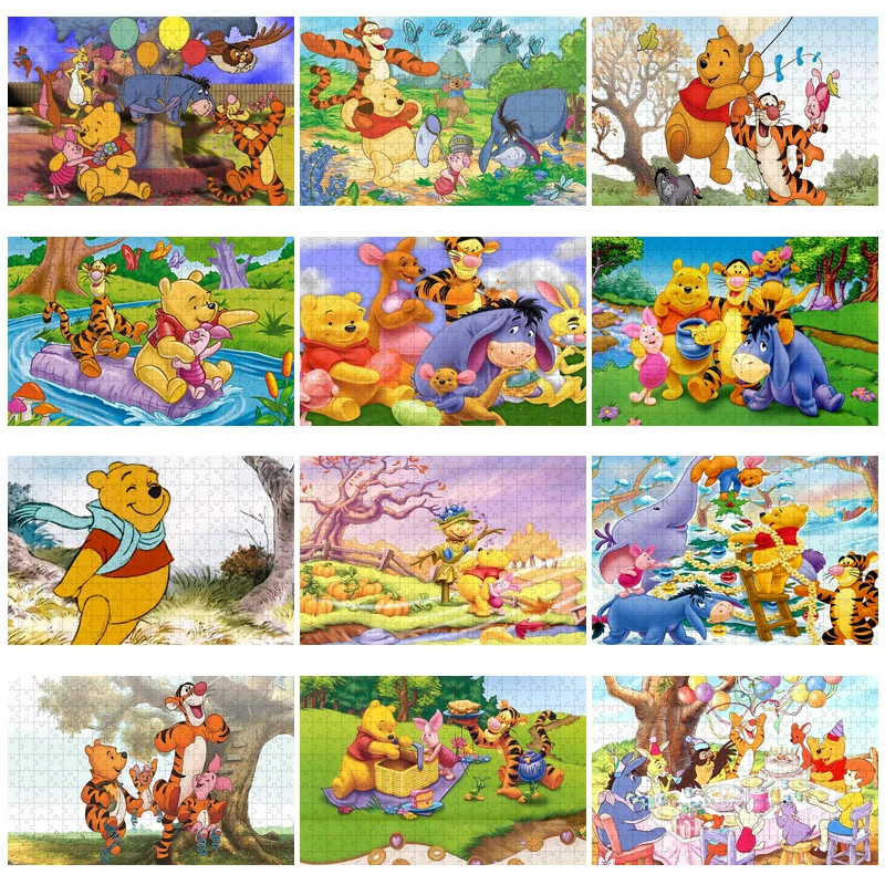 

300/500/1000 Pieces Disney Toys Hobbies Cartoon Winnie Puzzles Disney Jigsaw Puzzle Winnie The Pooh Games and Puzzles for Child