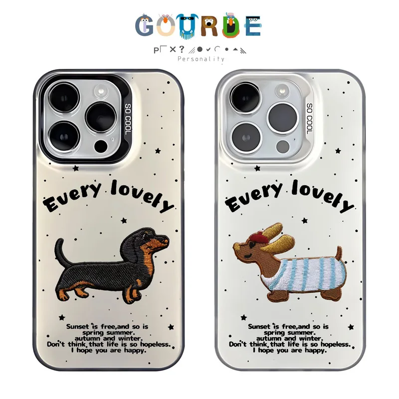 

Gourde Funny Cute Casing Dachshund Pattern Matching Phone Case for Iphone 16 15 14 13 12 11 Pro Max Silicon Soft Back Cover