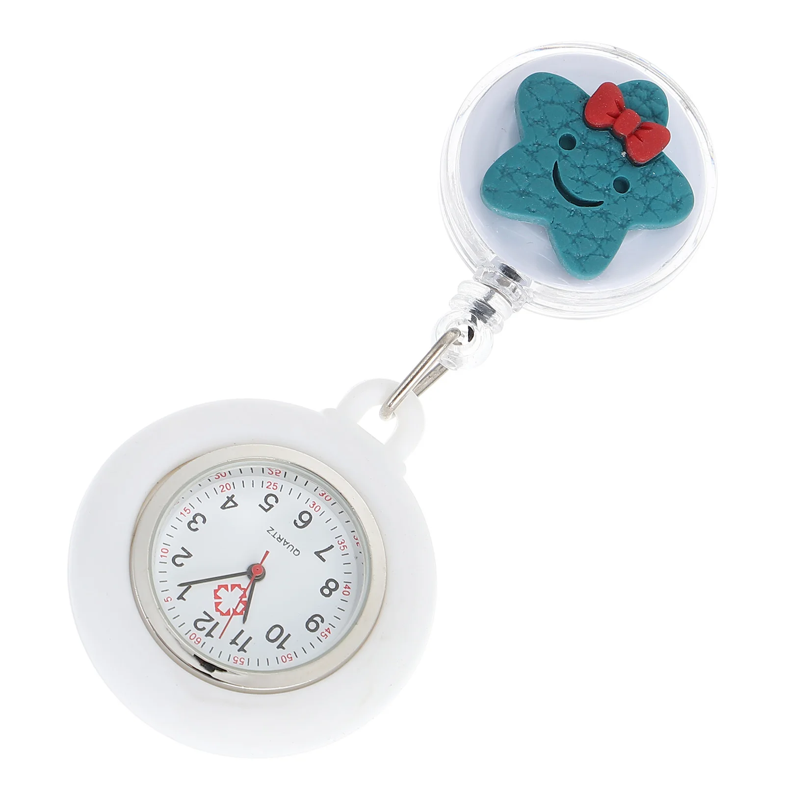ساعة جيب بمشبك على شكل نجمة كرتونية للممرضات، ساعة كوارتز محمولة قابلة للسحب، معلقة #6