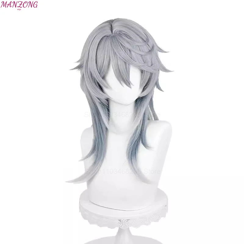 High Quality Honkai:Star Rail Sunday Cosplay Wig Gray Blue Gradient Hair HSR Heat Resistant Synthetic Anime Wigs + Wig Cap