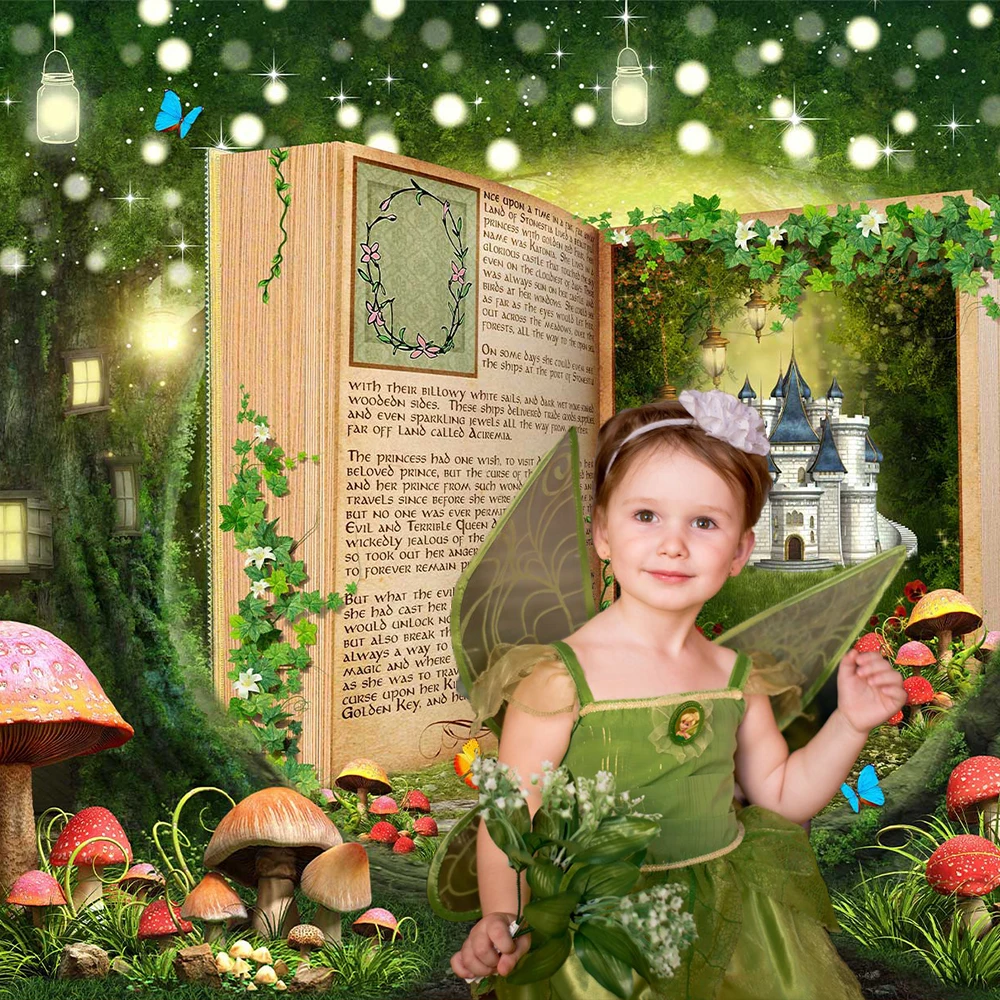 Dreamy Fairytale Forest Photography Background Castle Wonderland Jungle Mushroom Baby Birthday Party Decor Photo Studio Props