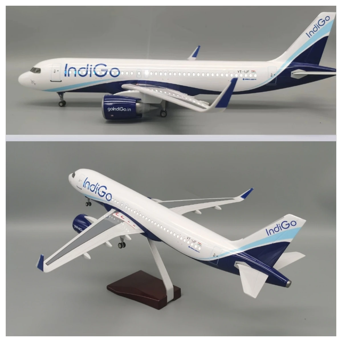 

1:80 Scale 47cm A320 Indian Indigo Airways Simulation Aircraft Diecast Resin Plane Assemble Model Toy Souvenir With LED Lights
