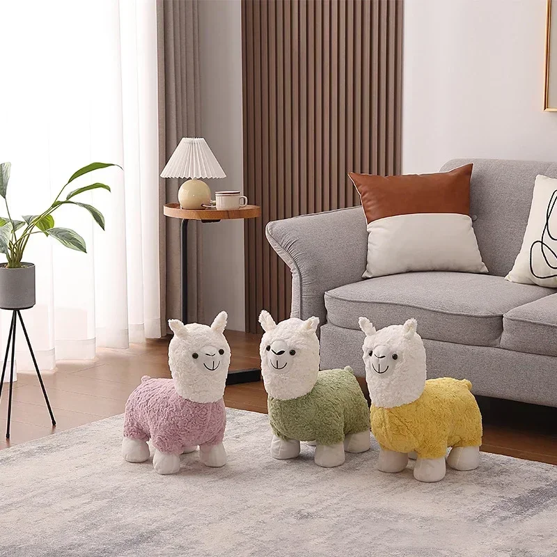 

Cartoon Leisure Mobile Seat Living Room Alpaca Shoe Changing Stools Stool Creative Cute Animal Bench Children Ottoman Furniture