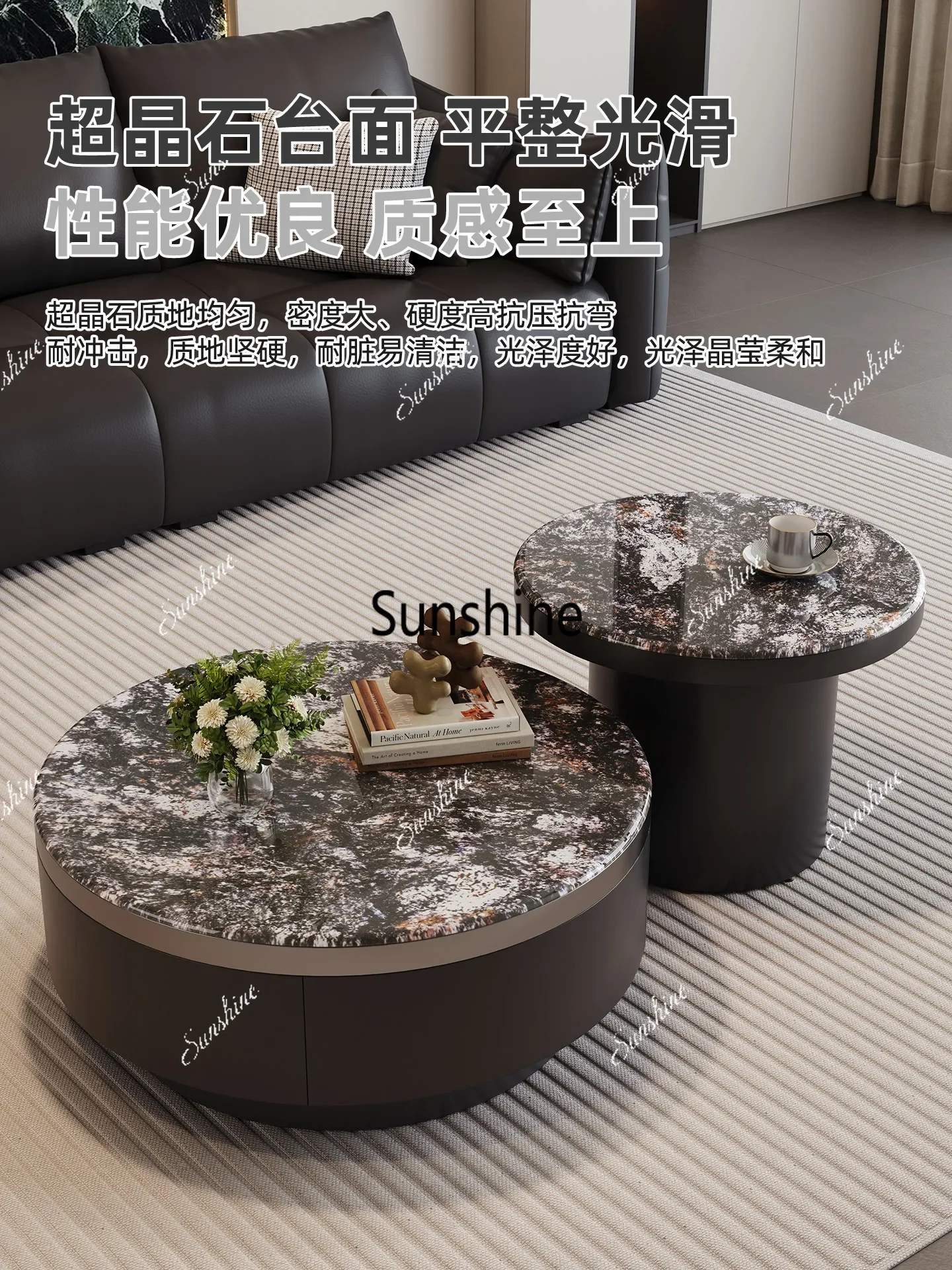 

Modern light luxury super crystal stone storage coffee table combination household small apartment high senseP