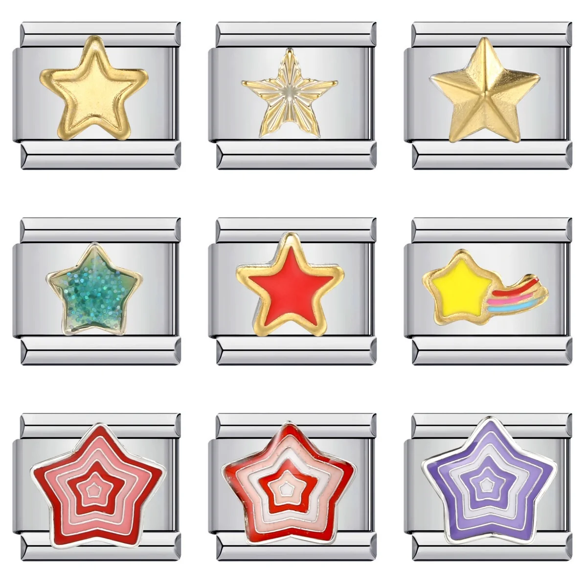 URING 2025 موضة جديدة Y2k الملونة الصقيل ستار وصلات سحرية صالح 9 مللي متر سوار الفولاذ المقاوم للصدأ صنع سلسلة اليد لتقوم بها بنفسك مجوهرات #1