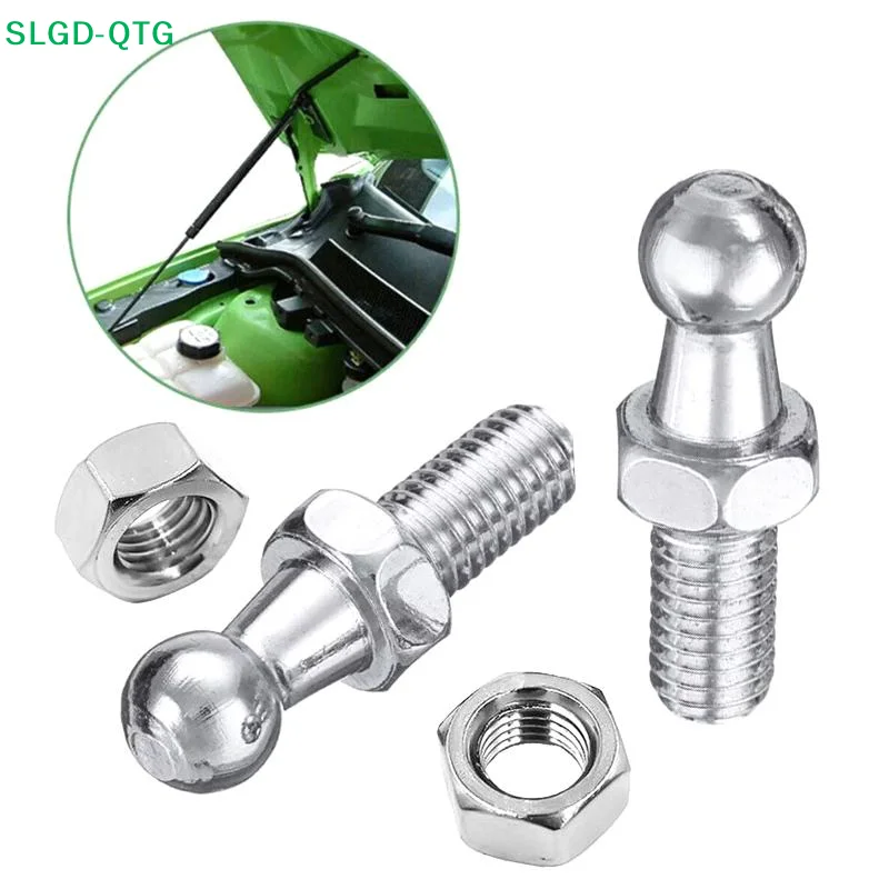 NEW 2Pcs M6 M8 Universal Car 10mm Ball Silver Boot Bonnet Gas Struts Ball Ended End Fitting Pin Joint Valve Spring Holders