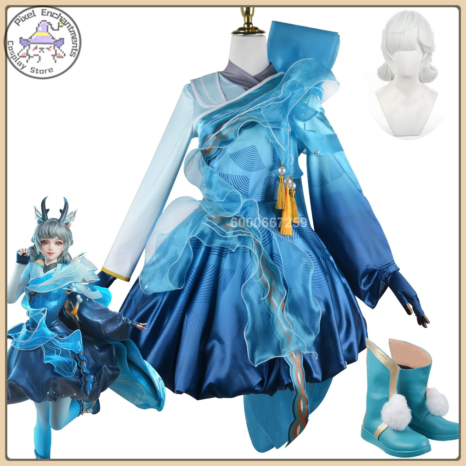 

Hot Game King of Glory Yao Shan Hai Jing Bi Bo Xing Role Playing Full Set Cosplay Costume + Hair Ornament High Quality Full Set