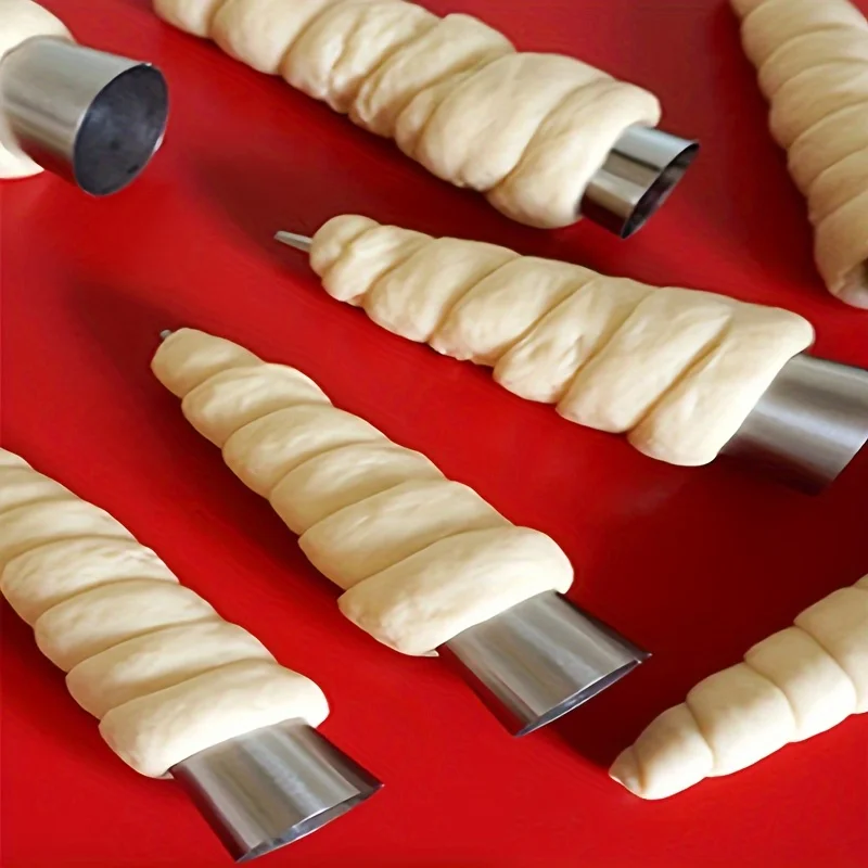 6pcs Non-Stick Stainless Steel Cream Horn Molds - Perfect for Pastry, Croissants, and More!