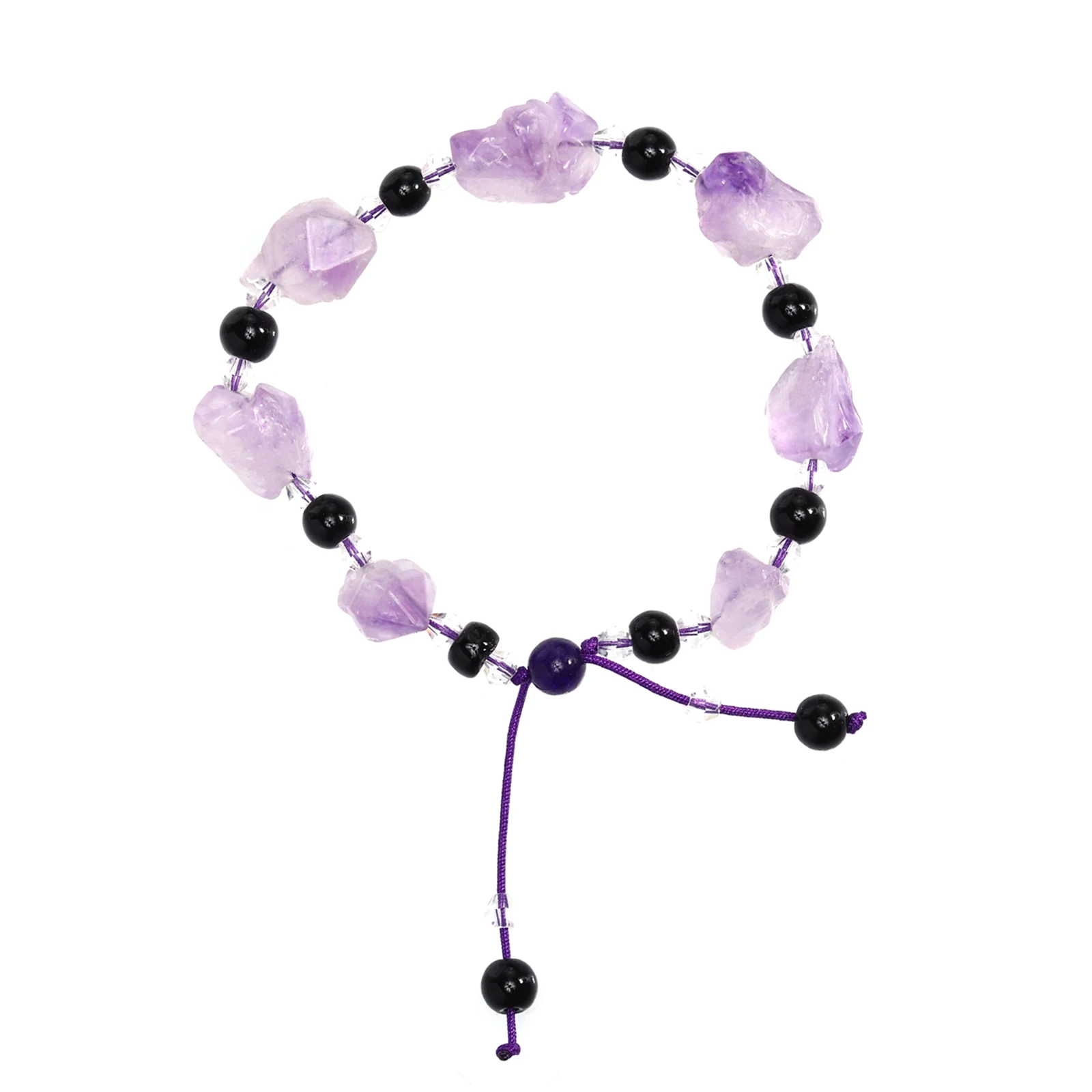 

Natural Amethyst Bracelet Bead Crystal Obsidian Unisex Fashion Gemstone Healthcare Stress Relief Gift for Women Men Birthday