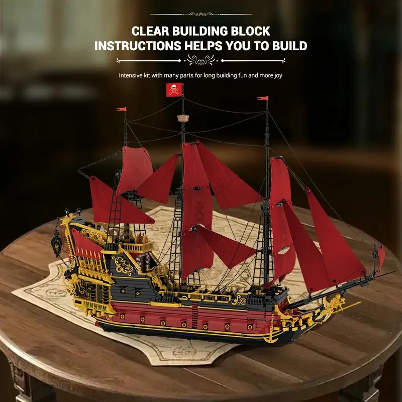 Nave pirata Venge Nave a vela Nave da guerra Modello Building Blocks 5666PCS, Nave Cruiser Building Blocks Set Puzzle Regalo per adulto
