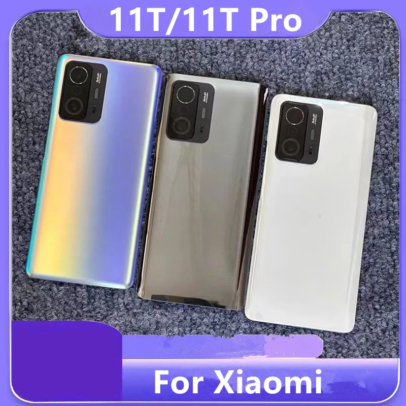 Tampa Traseira de Bateria Mi11T 11T para Xiaomi Mi 11T Pro 6.67" - Carcaça Traseira de Vidro para Reposição e Reparo de Celular + Lente da Câmera