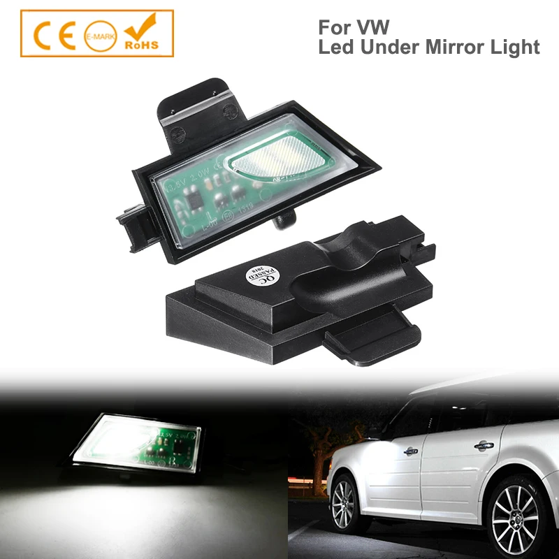 For Volkswagen VW Golf 7 VII MK7 2012-2019 Variant Sportsvan All Track Touran 2 II MK2 White LED Puddle Light Under Mirror Lamp