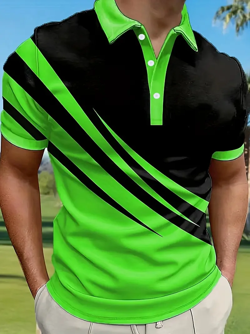 Fashion Striped Trend Men's Polos T-Shirts Summer Short Sleeve 3d Print Street Comfortable POLO Tee 6XL Plus Size Casual Tops - Image 5